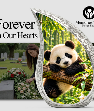 Panda Cremation Urn for Adult Ashes, Cute Panda Memorial Urn, Bamboo Forest Animal Urn