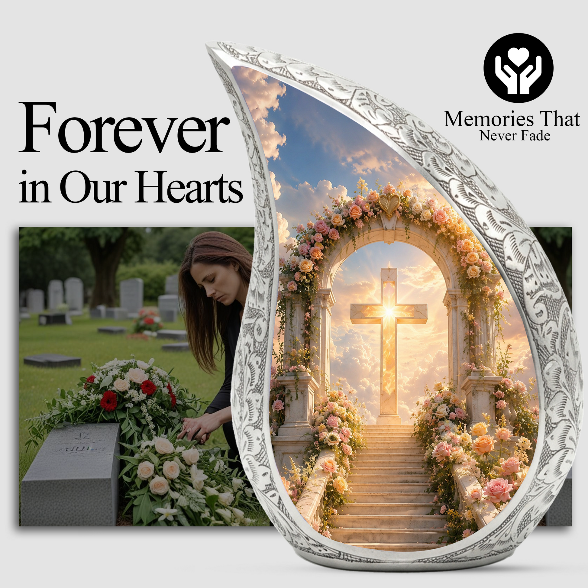 Heaven Cross Urn for Adult Ashes | Elegant Adult Cremation Urn for Human Ashes Memorial