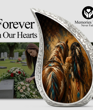 Native American Horse Memorial Urn for Mom, Beautiful Cremation Urn for Women