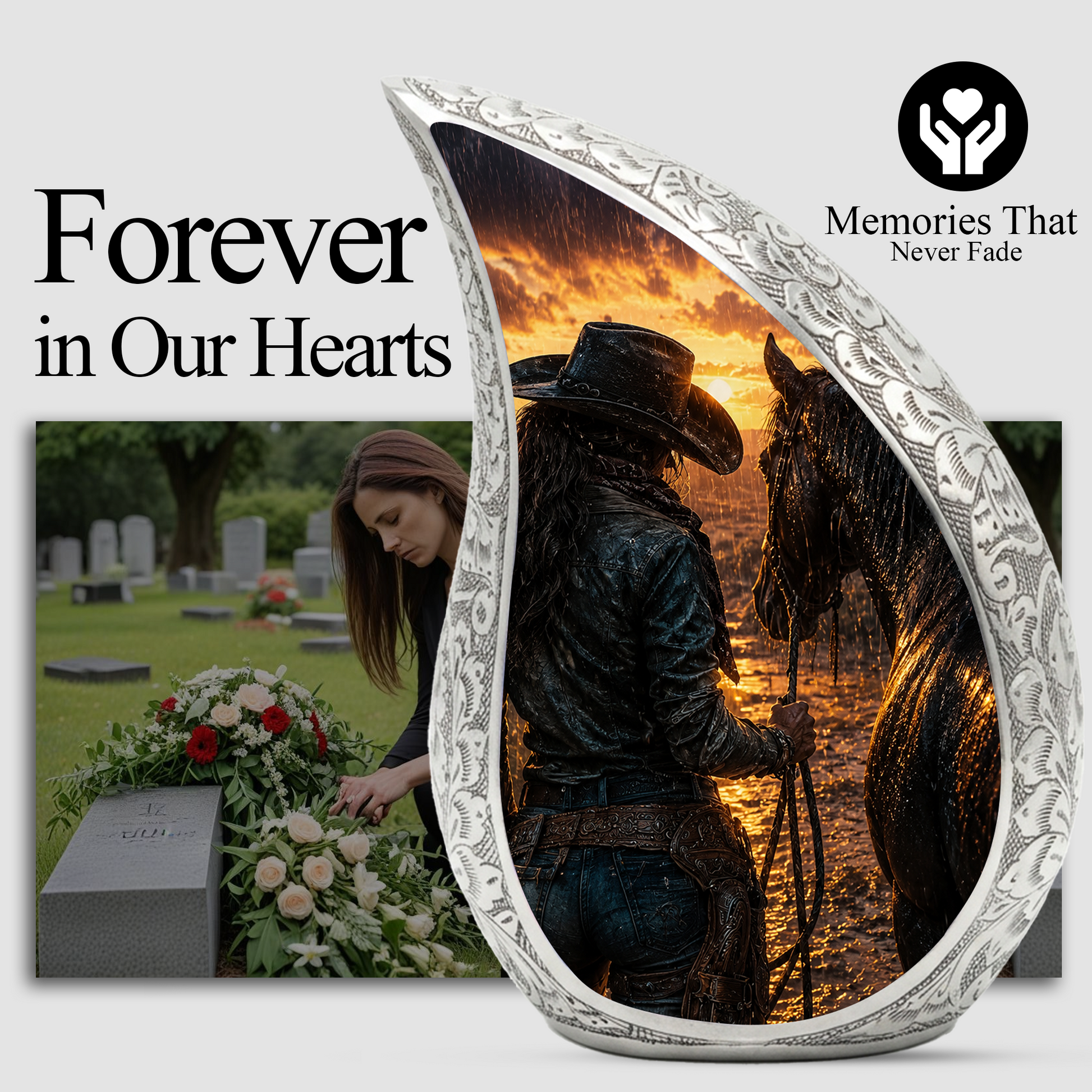 Cowgirl Urn for Human Ashes – Beautiful Western Cremation Urn for Mom, Women, Mother, Sister & Daughte