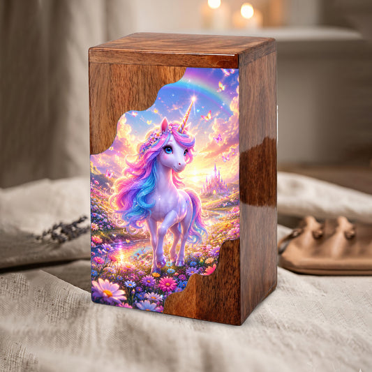 Unicorn Wooden Cremation Urn – Personalized Memorial Urn for Human Ashes