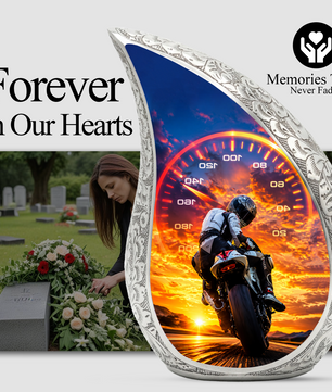 Motorcycle  Sunset Cremation Urn for Dad – Adult Urn for Ashes, Memorial Urn for Father