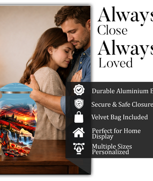 Personalized Fantasy Cremation Urn for Ashes, Red Butterfly Castle Memorial Urn, Custom Adult Urn