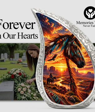 Native American Horse Cremation Urn for Ashes, Personalized Western Adult Urn, Horse Memorial Urn