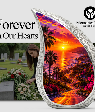 Beach Sunset Urn for Human Ashes | Ocean Beach Themed Adult Cremation Urn