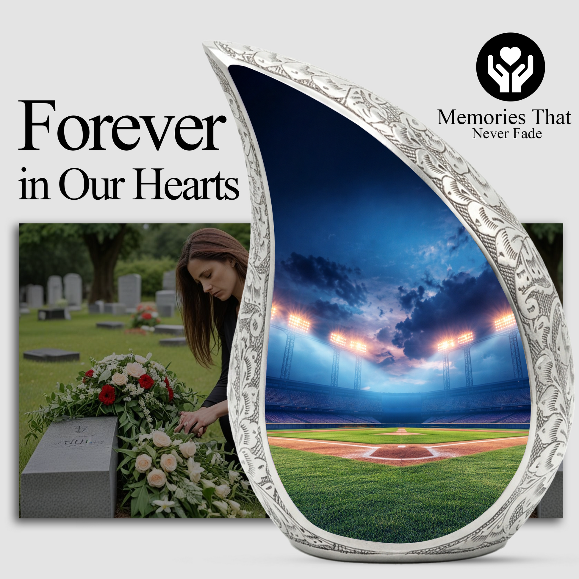 Baseball Stadium Funeral Urn for Dad, Adult Cremation Urn for Human Ashes