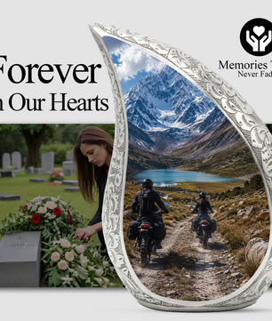 Motorcycle Rider Cremation Urn for Dad – Adventure Tribute Urn for Adult Male Ashes