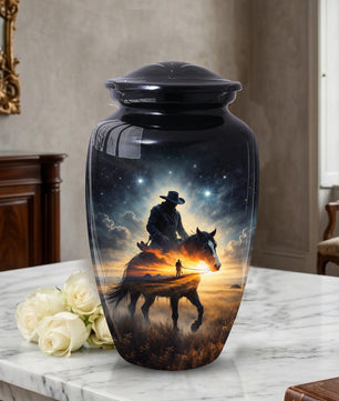 Cowboy Horse Urns for Dad, Western Cremation Large Urn for Men