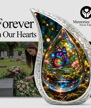 Butterfly Cremation Urn for Adult Ashes, Colorful Glass Butterfly Memorial Urn