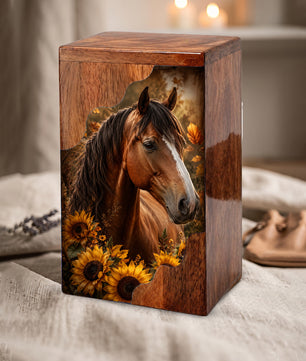 Horse Wooden Cremation Urn – Wooden Urn for Human Ashes
