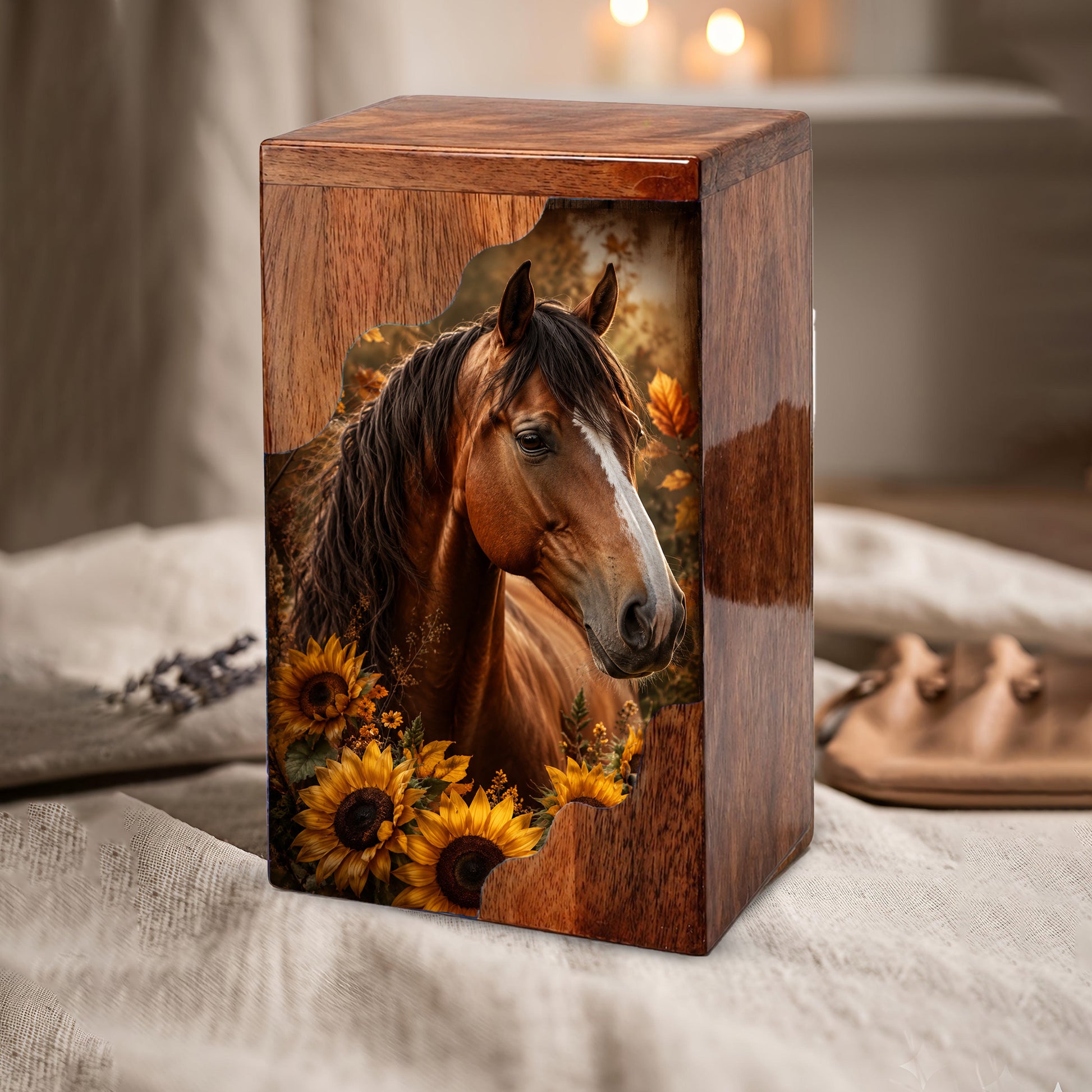 Horse Wooden Cremation Urn – Wooden Urn for Human Ashes