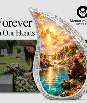 Fishing Cremation Urn for Adult Ashes, Personalized Fishing Memorial Urn