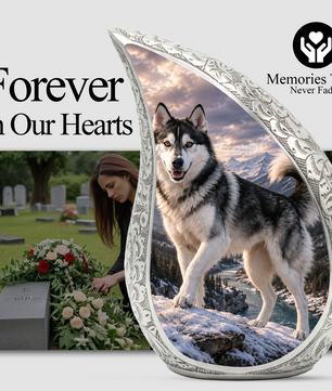 Large Husky Dog Cremation Urn - Siberian Memorial Keepsake Urns For Pet Ashes