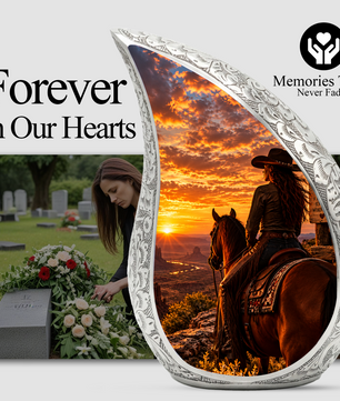 Cowboy Cremation Urn for Ashes, Western Horse Memorial Urn, Personalized Adult Urn
