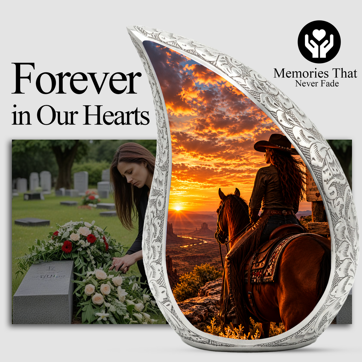 Cowboy Cremation Urn for Ashes, Western Horse Memorial Urn, Personalized Adult Urn