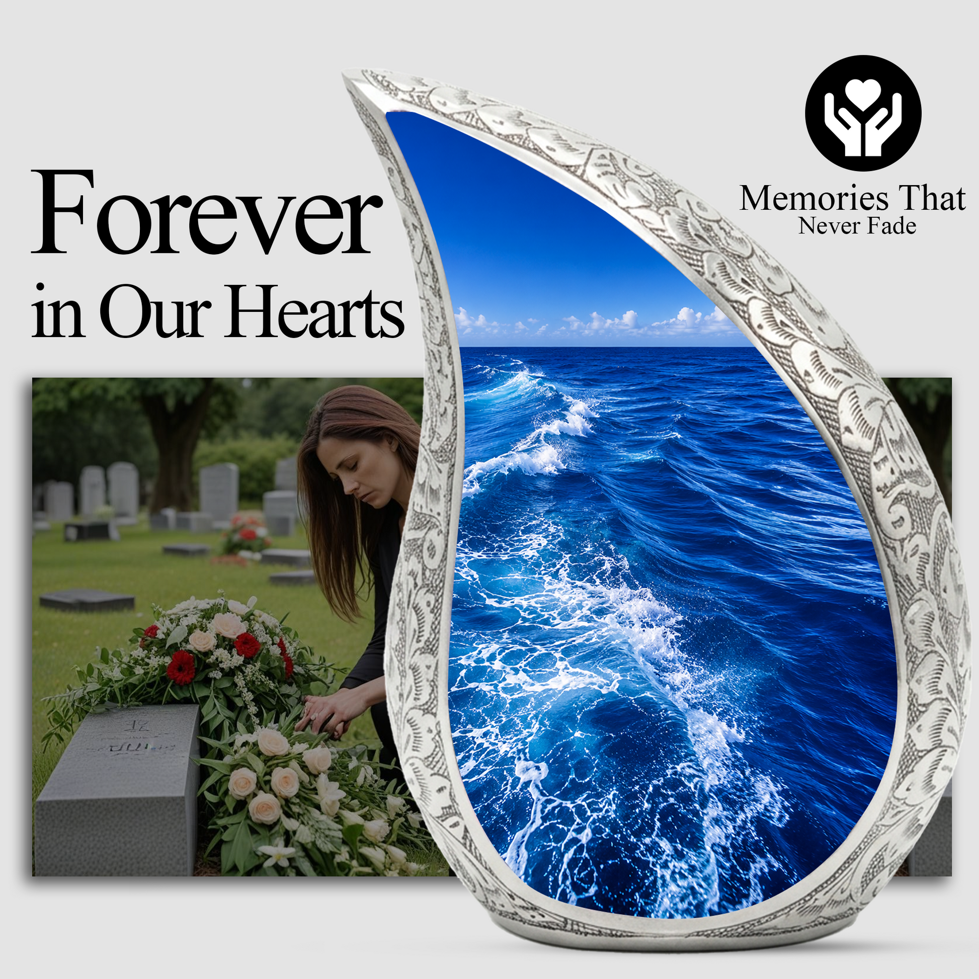 Ocean Wave Urn for Ashes, Personalized Beach Cremation Urn for Mom & Dad