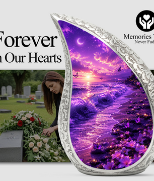 Purple Ocean Beach Cremation Urn for Adult Ashes