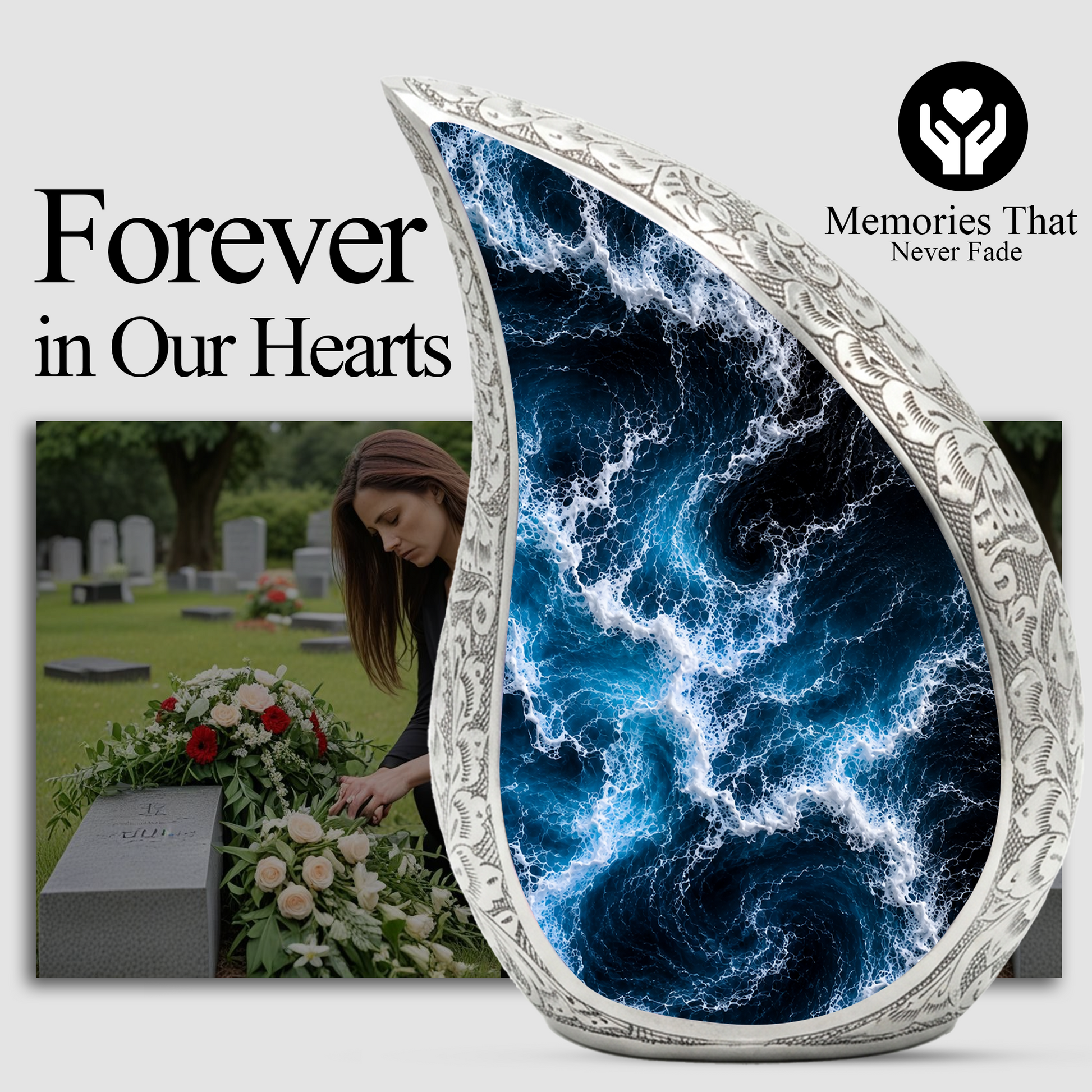 Beach Urn for Ashes, Ocean Wave Cremation Urn,Beautiful Ocean Keepsake Urn