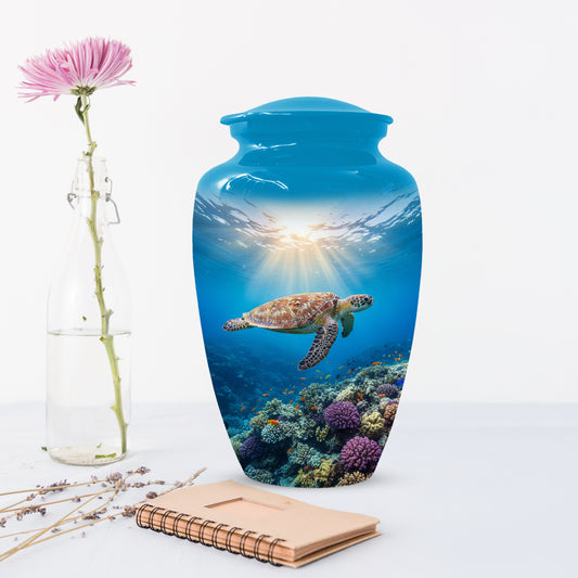 Ocean Wave Cremation Urn for Adult Ashes | Sea Turtle Ocean Theme Memorial Urn