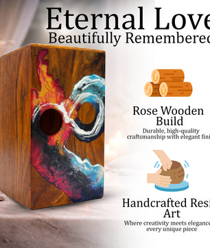 Infinity Ocean Wooden Urn For Ashes - Custom Fire Wood Keepsake Urns Box