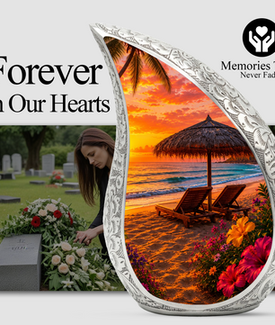 Beach Sunset Adult Cremation Urn for Mom, Dad, Women & Men, Memorial Urn for Ashes