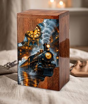 Steam Train Wooden Cremation Urn – Wooden Urn for Human Ashes