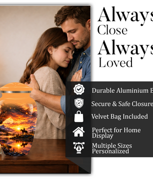 Personalized Horse Cremation Urn for Ashes, Horse Memorial Urn, Sunset Cowboy Urn