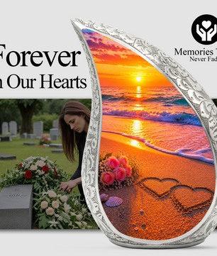 Beach Sunset Urn for Mom – Personalized Adult Cremation Urn for Human Ashes | Memorial Keepsake Funeral Urn for Women