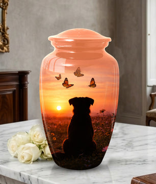 Dog Memorial Urn for Mom | Sunset Pet Memorial Cremation Large Urn - Keepsake Urn For Ashes