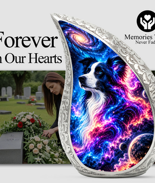 Border Collie Cremation Urn for Ashes, Personalized Dog Memorial Urn, Adult Pet Urn