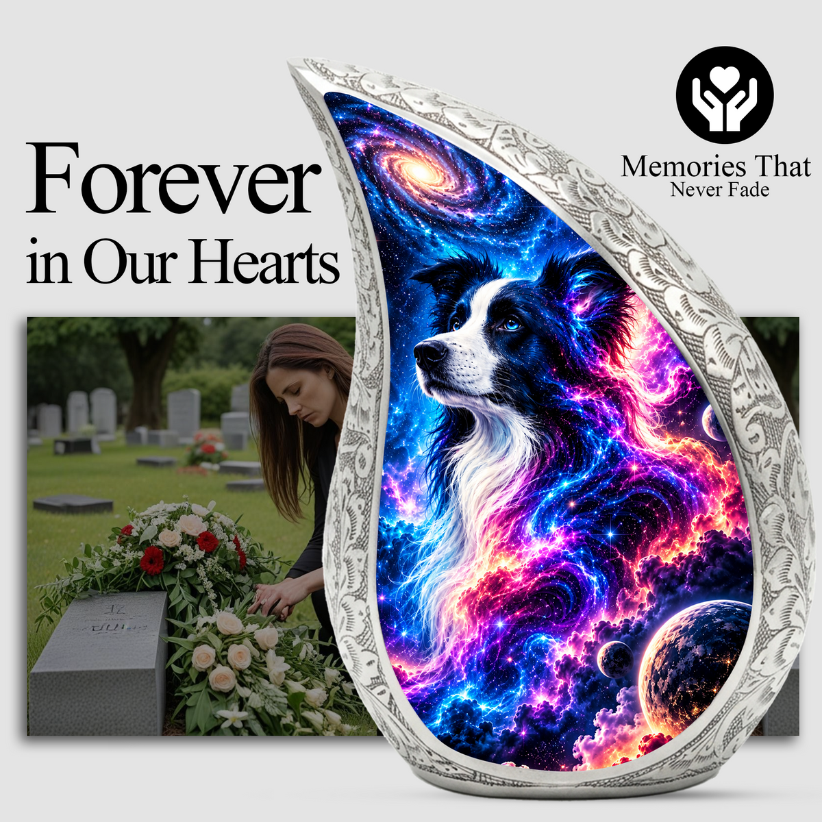 Border Collie Cremation Urn for Ashes, Personalized Dog Memorial Urn, Adult Pet Urn