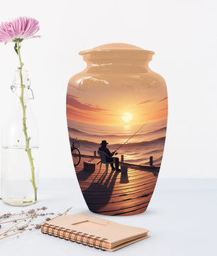 Beautiful Fishing Urn for Dad | Gone Fishing Cremation Urn for Adult & Male Ashes