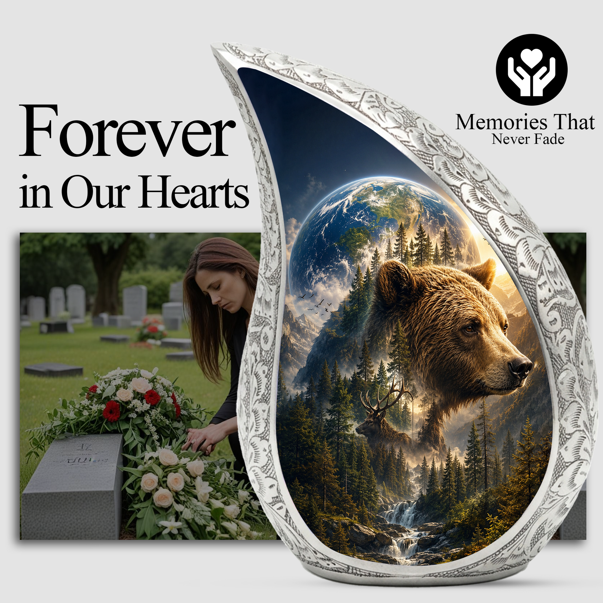 Bear Urn for Human Ashes | Powerful Bear Adult Cremation Urn | Wildlife Memorial Urn