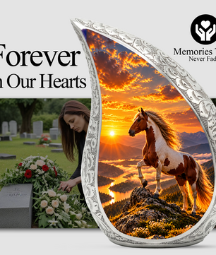 Horse Cremation Urn for Dad - Pinto Horse Memorial Urn for Ashes