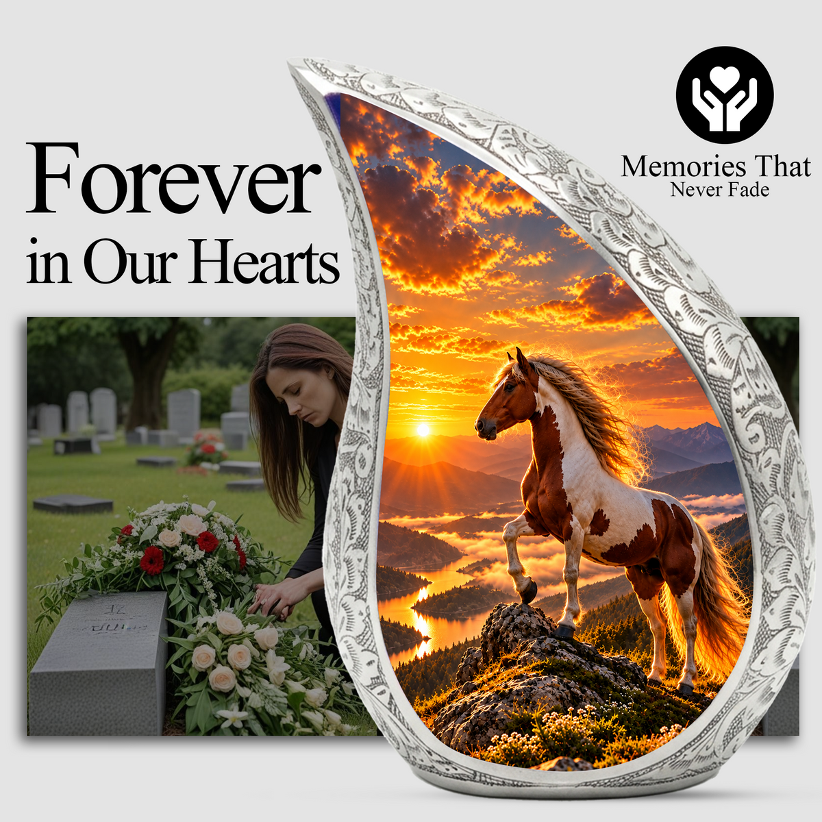 Horse Cremation Urn for Dad - Pinto Horse Memorial Urn for Ashes