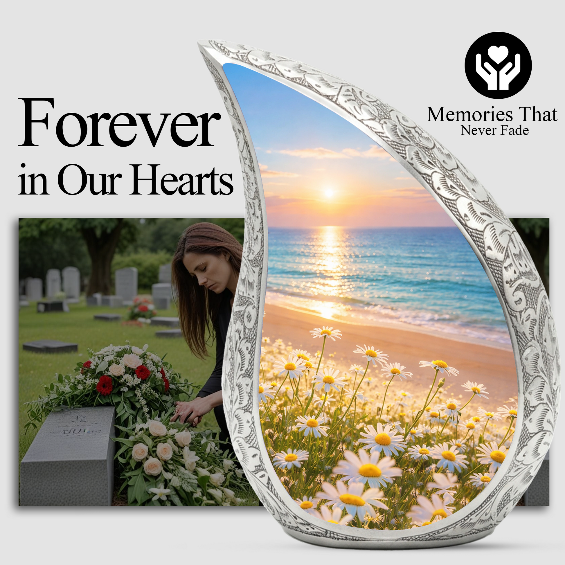 Sunflower Beach Adult Urn for Human Ashes – Premium Beach Cremation Urn