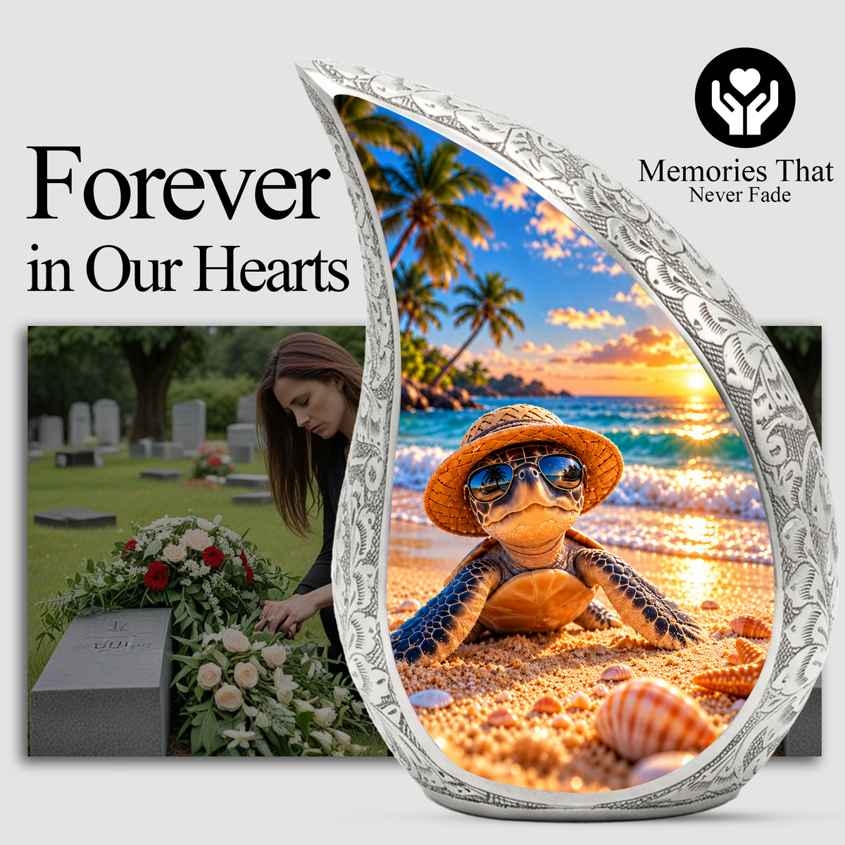Turtle Cremation Urn for Ashes, Sea Turtle Memorial Urn, Beach Adult Urn