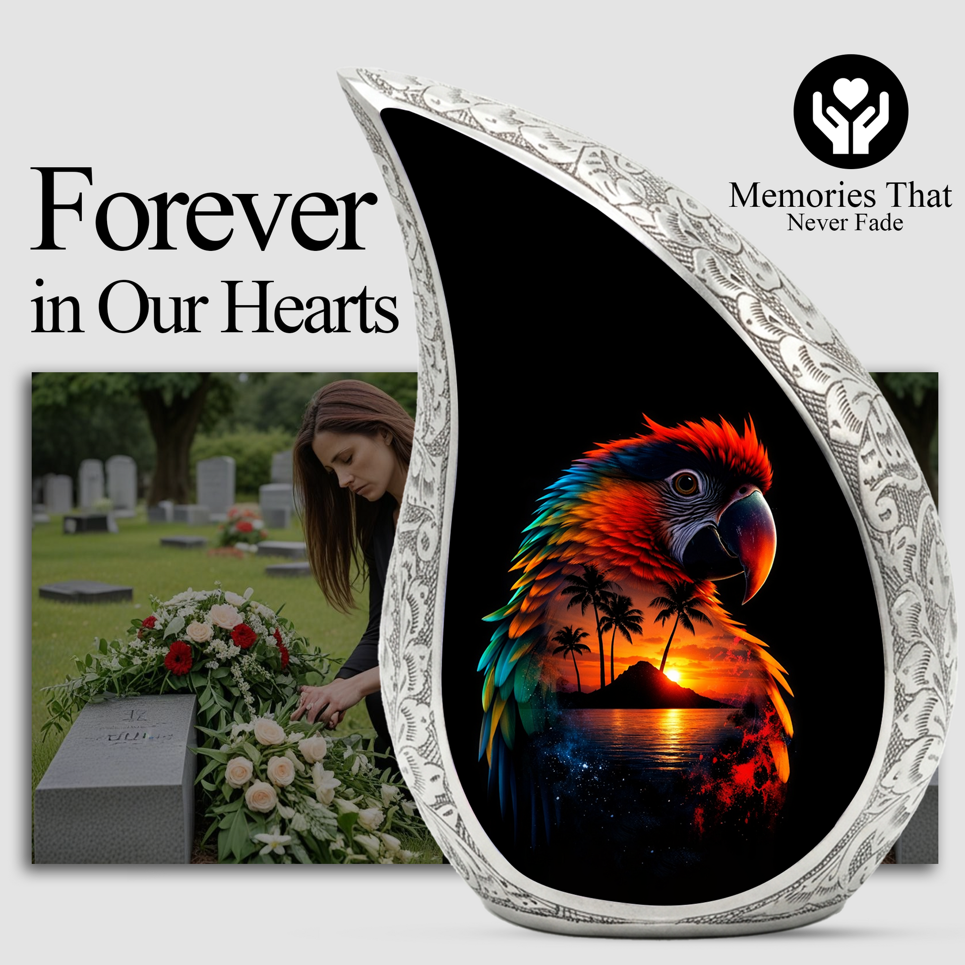 Beautiful Parrot Cremation Urn for Adult Ashes