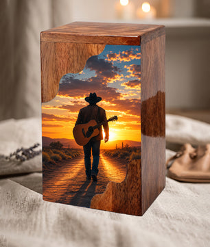 Guitar Wooden Cremation Urn – Wooden Urn for Human Ashes