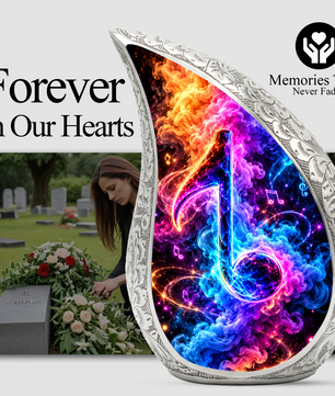 Musical Note Cremation Urn for Ashes, Colorful Music Lover Memorial Urn