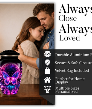 Personalized Butterfly Cremation Urn for Ashes, Pink Purple Galaxy Butterfly Adult Urn, Custom Memorial Urn