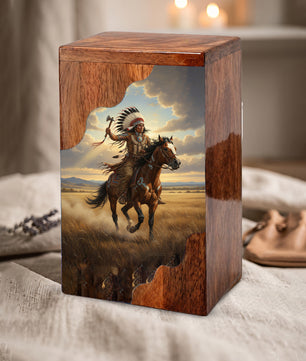 Western Cremation Urn for Dad – Custom Wooden Memorial Urn Box for Ashes