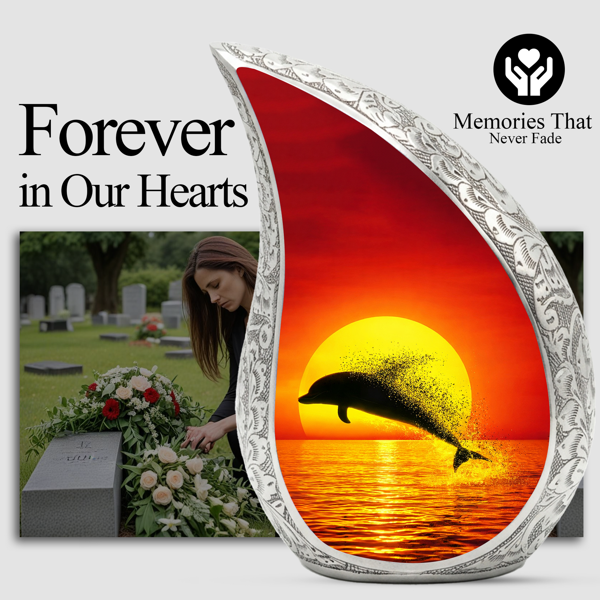 Dolphin Memorial Urn for Mom, Adult Cremation Urn for Ashes