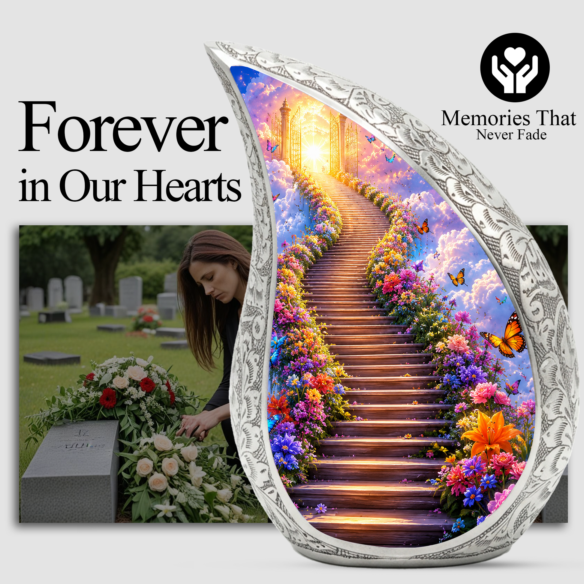 Heaven Gate Butterfly Urn for Ashes - Personalized Adult Cremation Urn with Butterflies | Memorial Funeral Urn for Adult Ashes