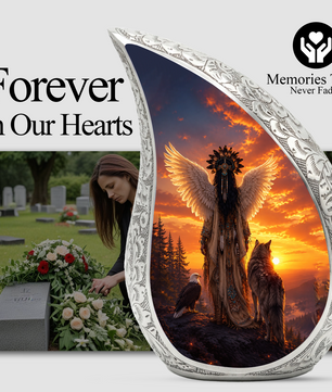 Native Wolf Cremation Urn for Mom – Beautiful Adult Female Memorial Urn for Human Ashes