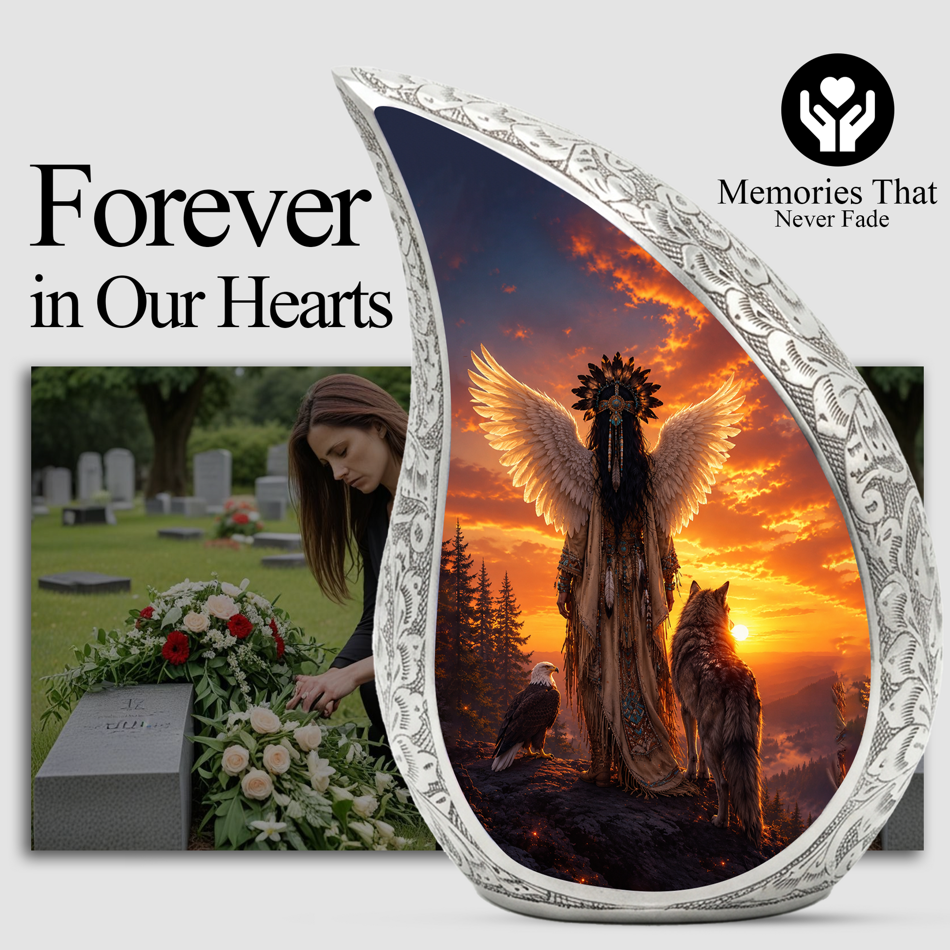Native Wolf Cremation Urn for Mom – Beautiful Adult Female Memorial Urn for Human Ashes