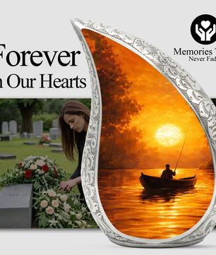 Fishing Sunset Cremation Urn for Dad | Beautiful Fishing Memorial Urn for Male Ashes