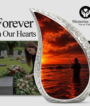 Gone Fishing Funeral Urn for Dad, Fishing Cremation Urn for Men,Memorial Urn for Ashes