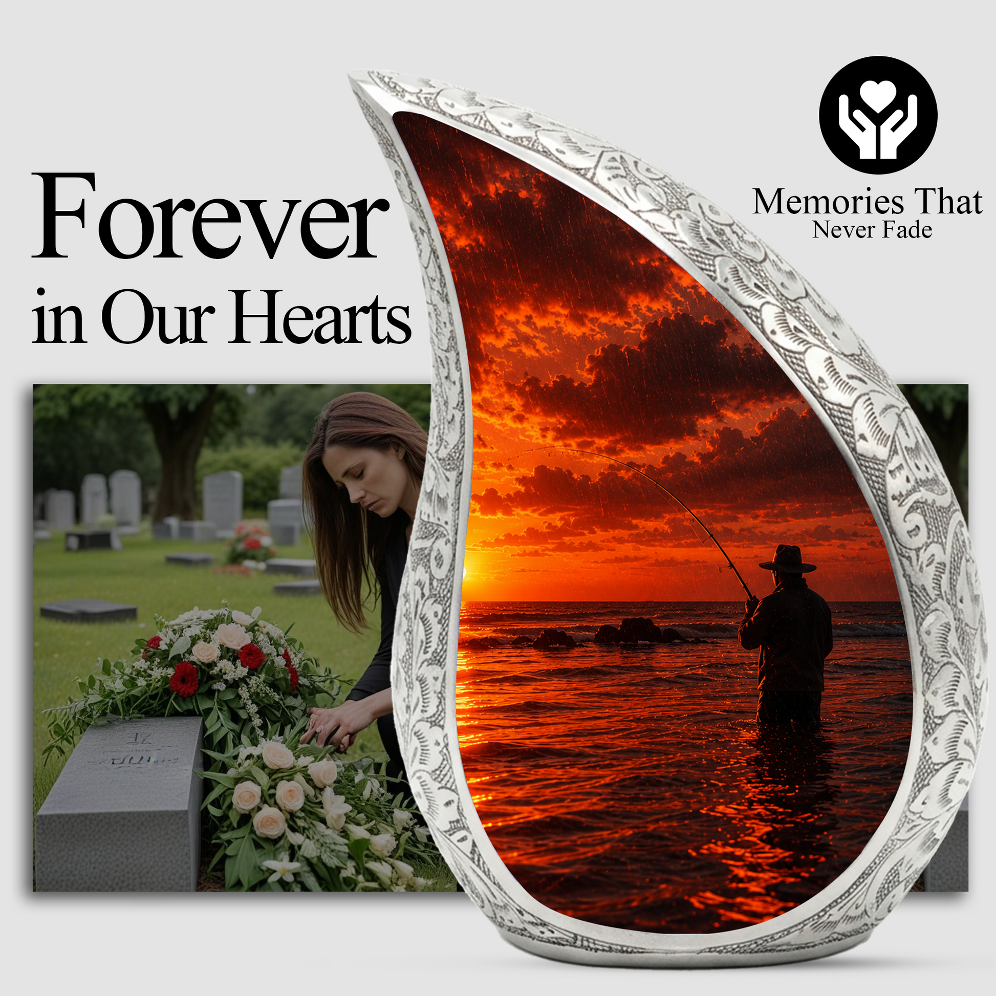 Gone Fishing Funeral Urn for Dad, Fishing Cremation Urn for Men,Memorial Urn for Ashes