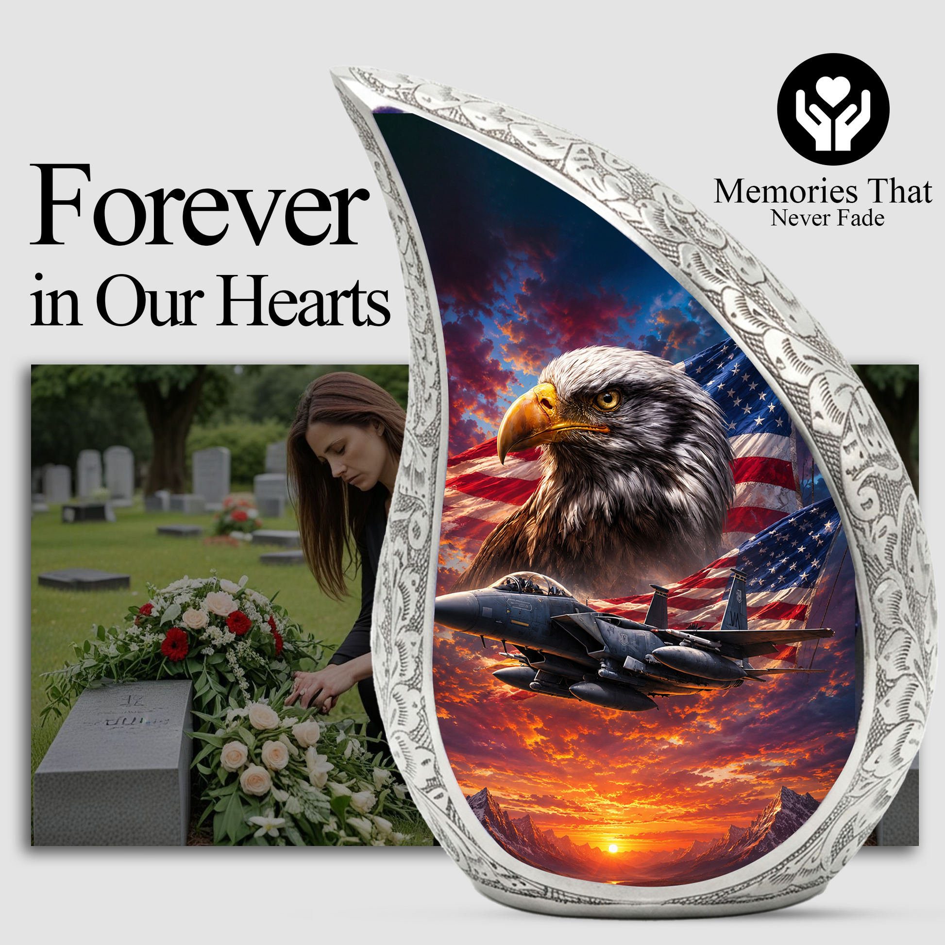 Eagle Urn for Human Ashes | Patriotic Eagle Adult Cremation Urn | Eagle Memorial Urn for Men, Women & Adults